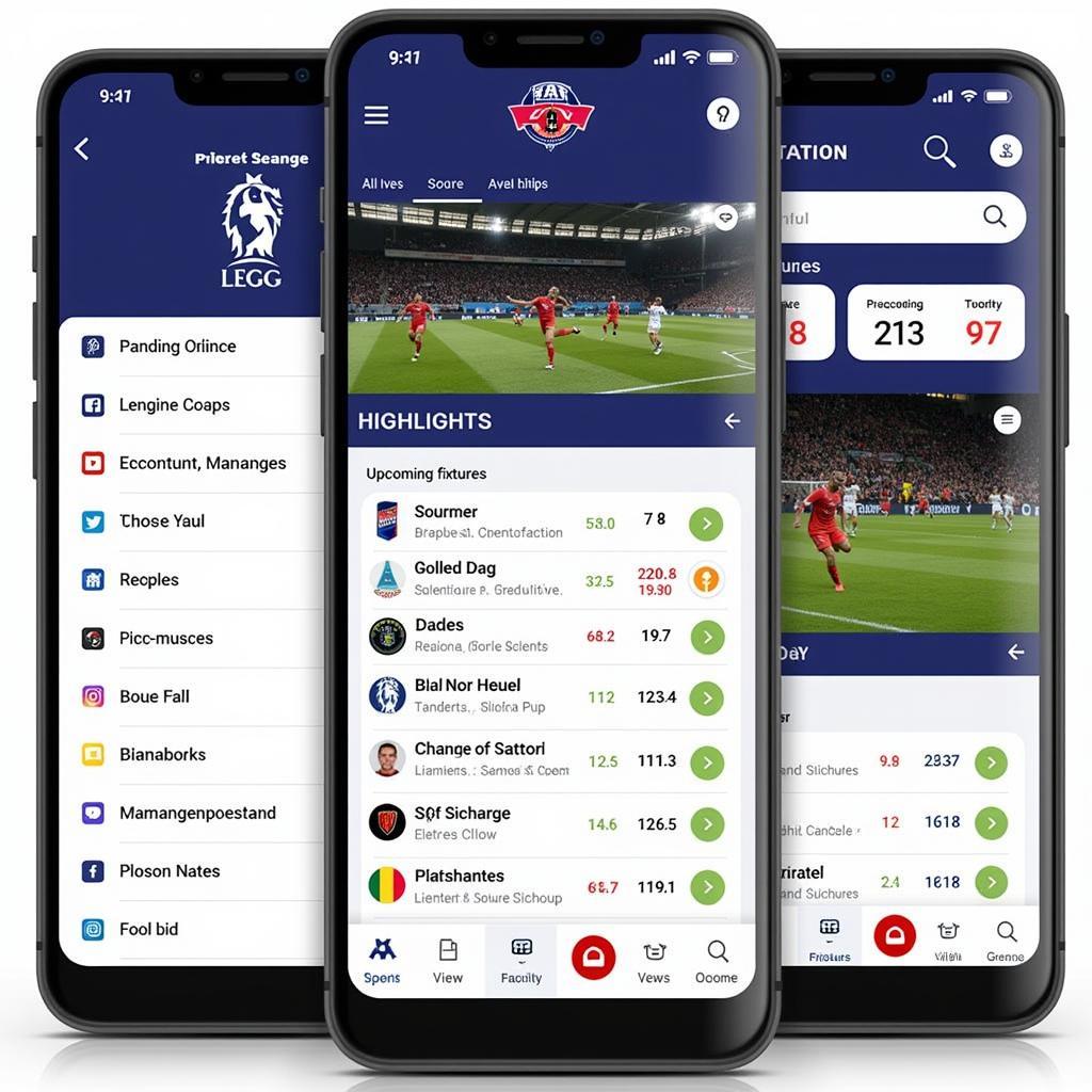 BT Live Football App Interface