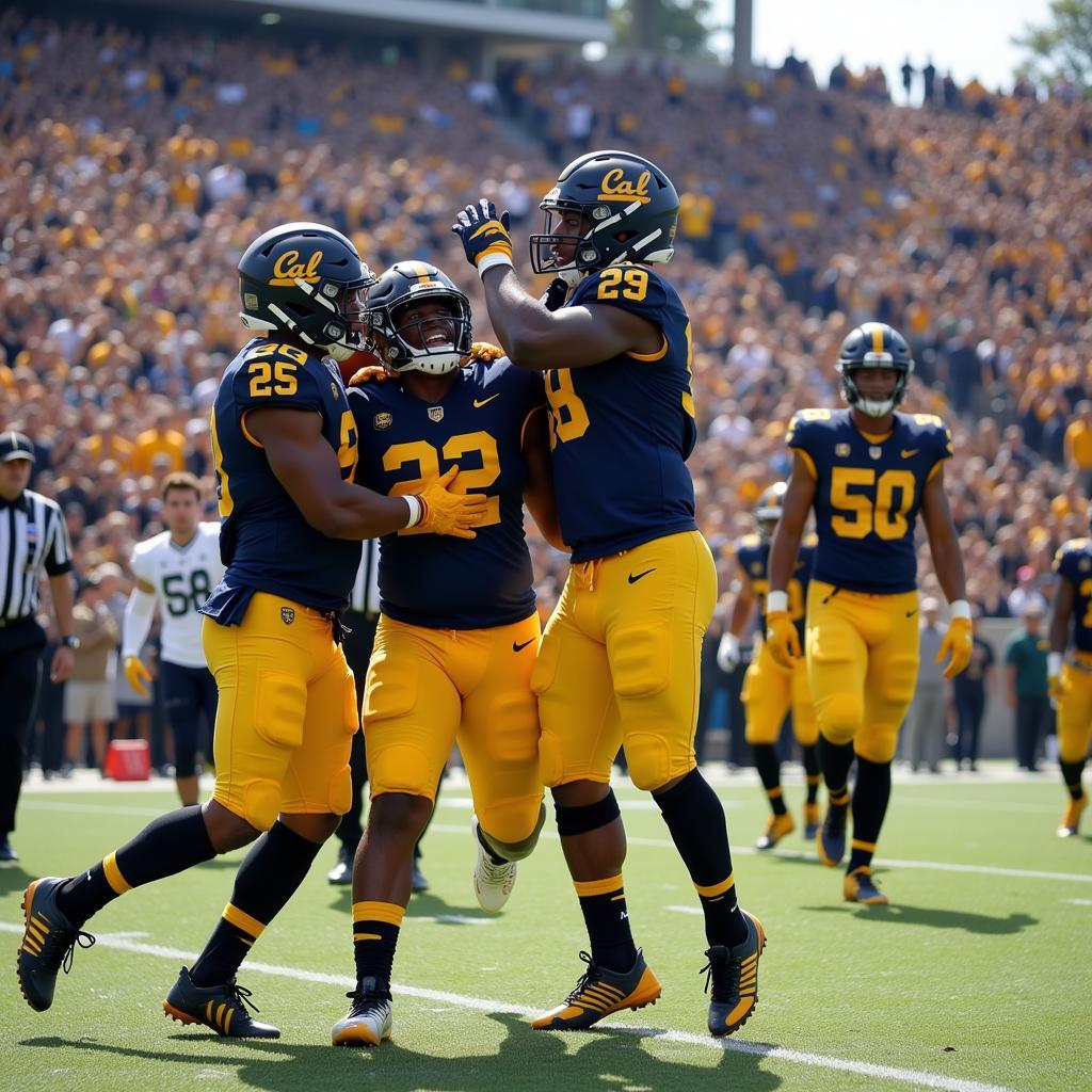 Cal Football Players Celebrating a Touchdown