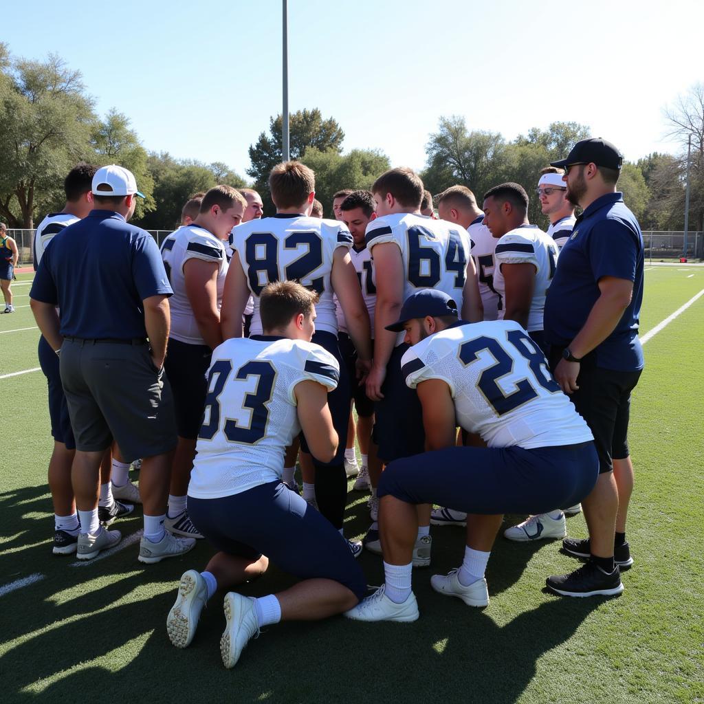 Carlsbad Cavemen Football Team Huddle