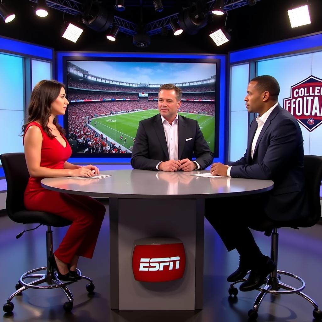 Cassidy Hubbarth hosting College Football Live with analysts David Pollack and Joey Galloway