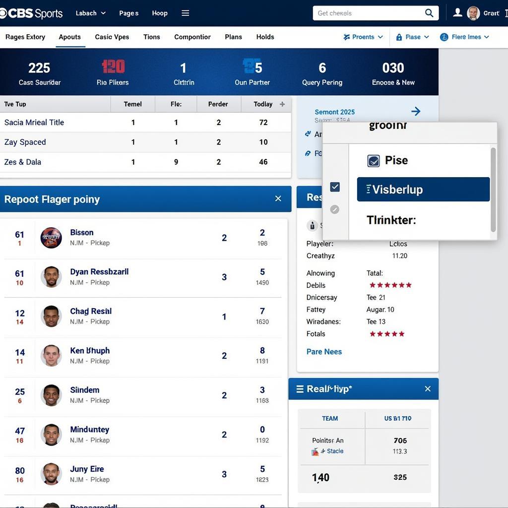 CBS Sports Live Scoring Fantasy Football Interface