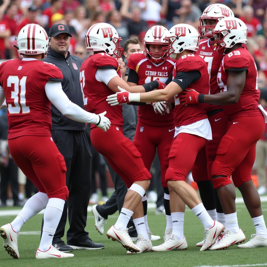 Cedar Falls High School Football Team Celebrating a Touchdown