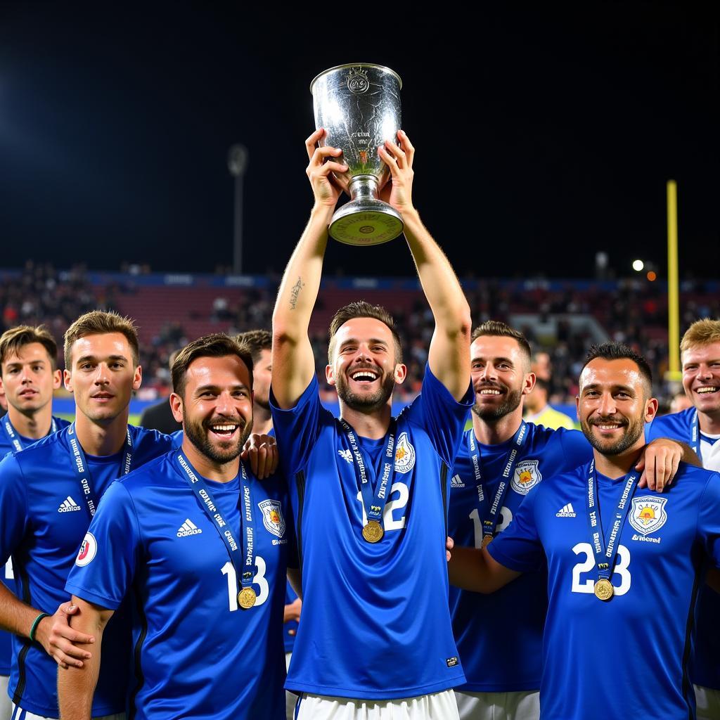 The Winning Team Posing with the Trophy