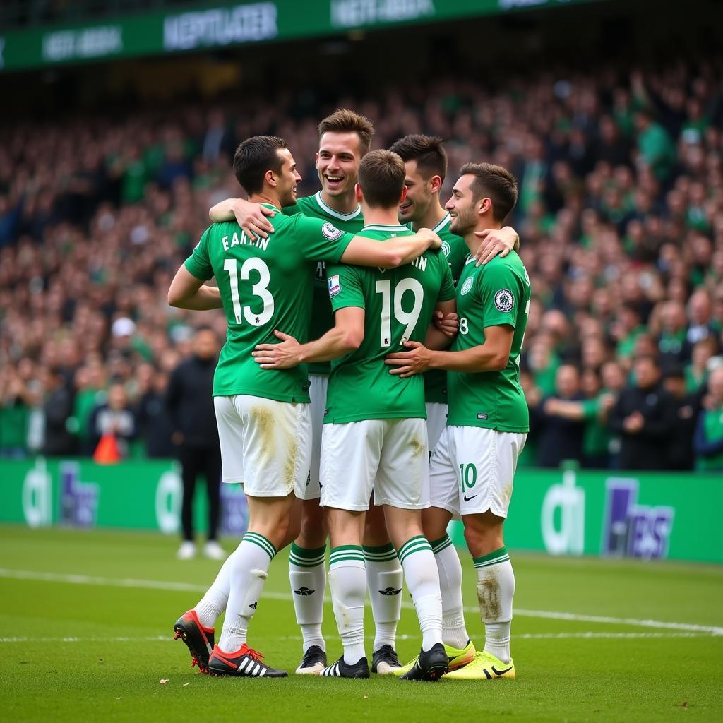 Celtic Players Celebrating