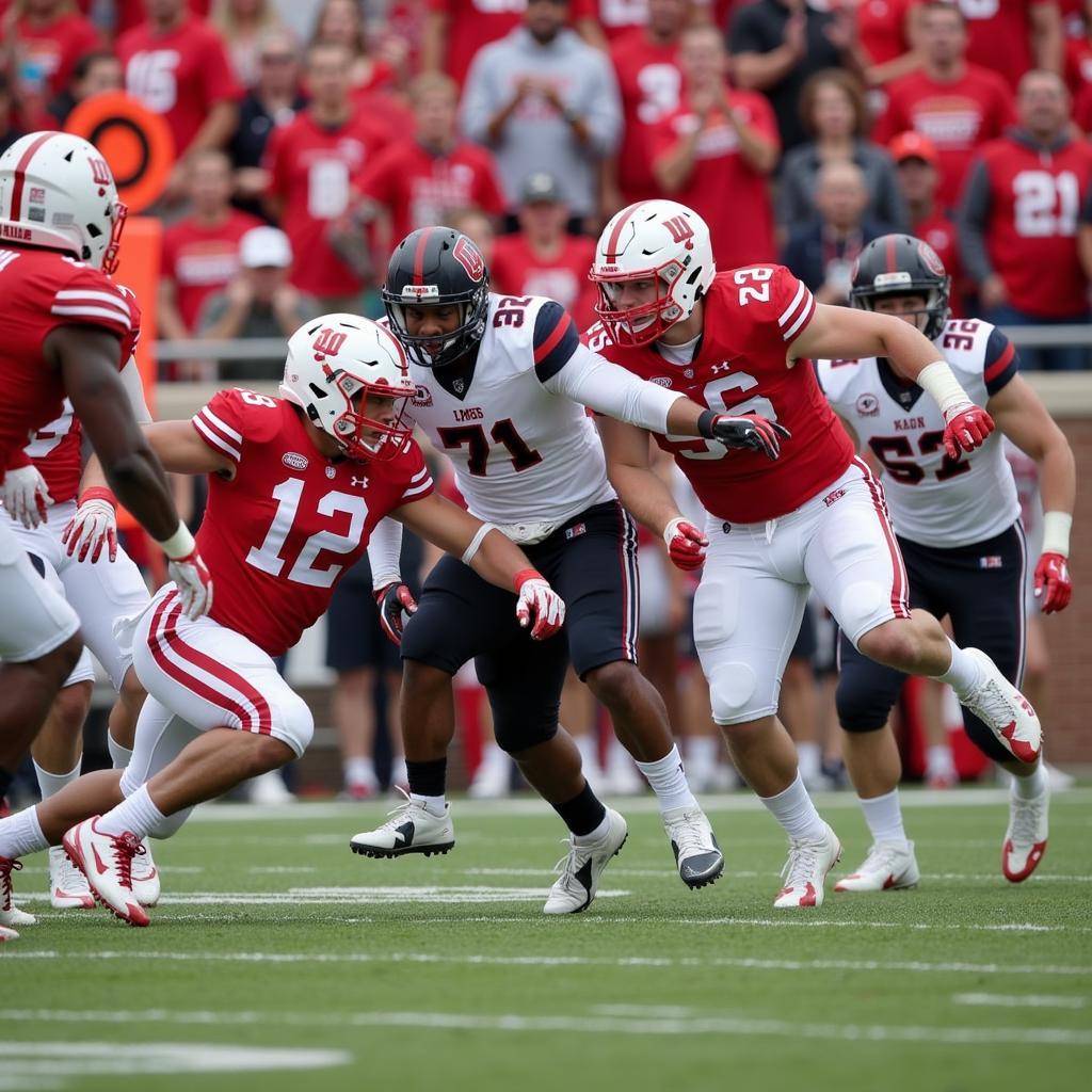 Center Grove Trojans in action during a high school football game