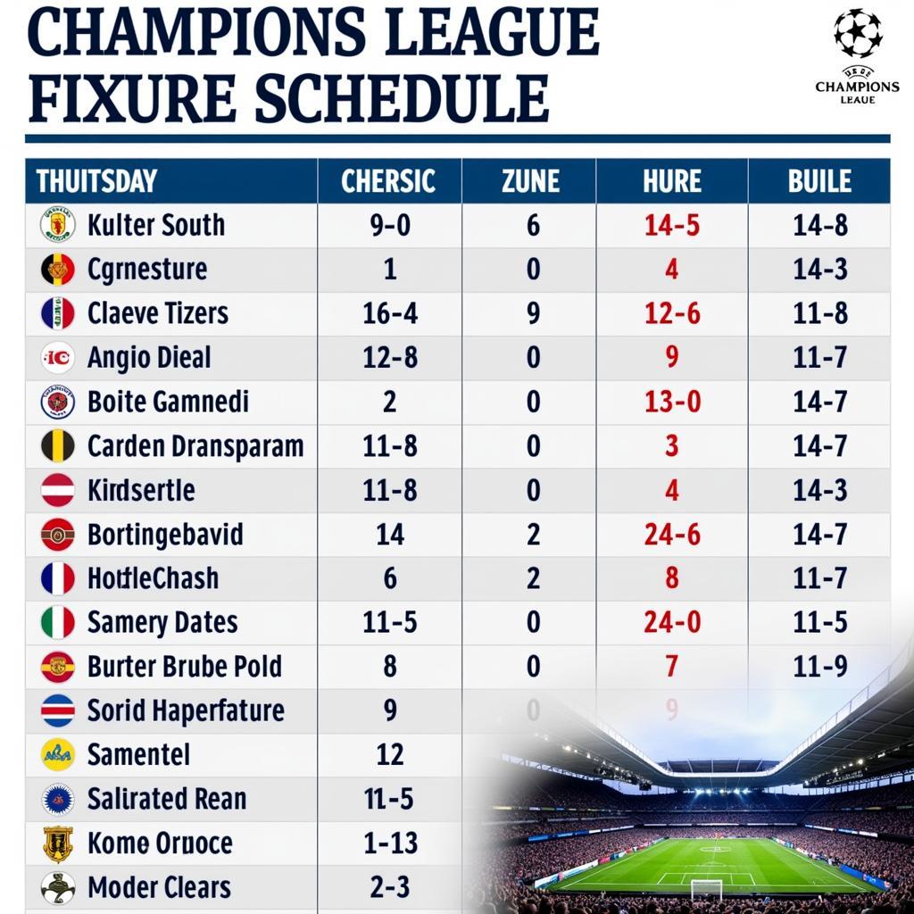 Champions League Fixtures Schedule