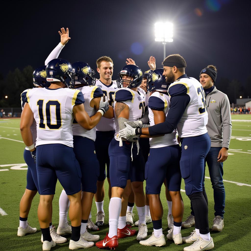 Chanhassen Football Team celebrating a victory 