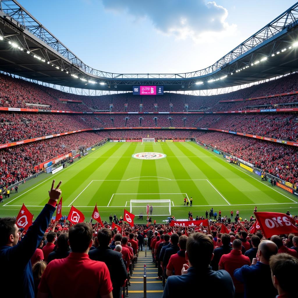 Cheering Fans at a Football Stadium