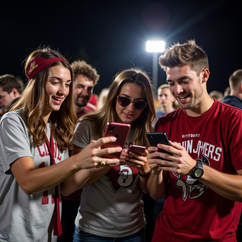 CIF SS Football Fans Checking Live Scores on Their Phones