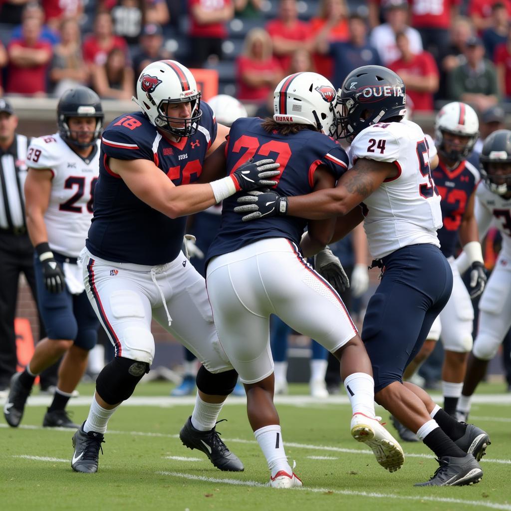 Cisco Loboes football team in action during a live game