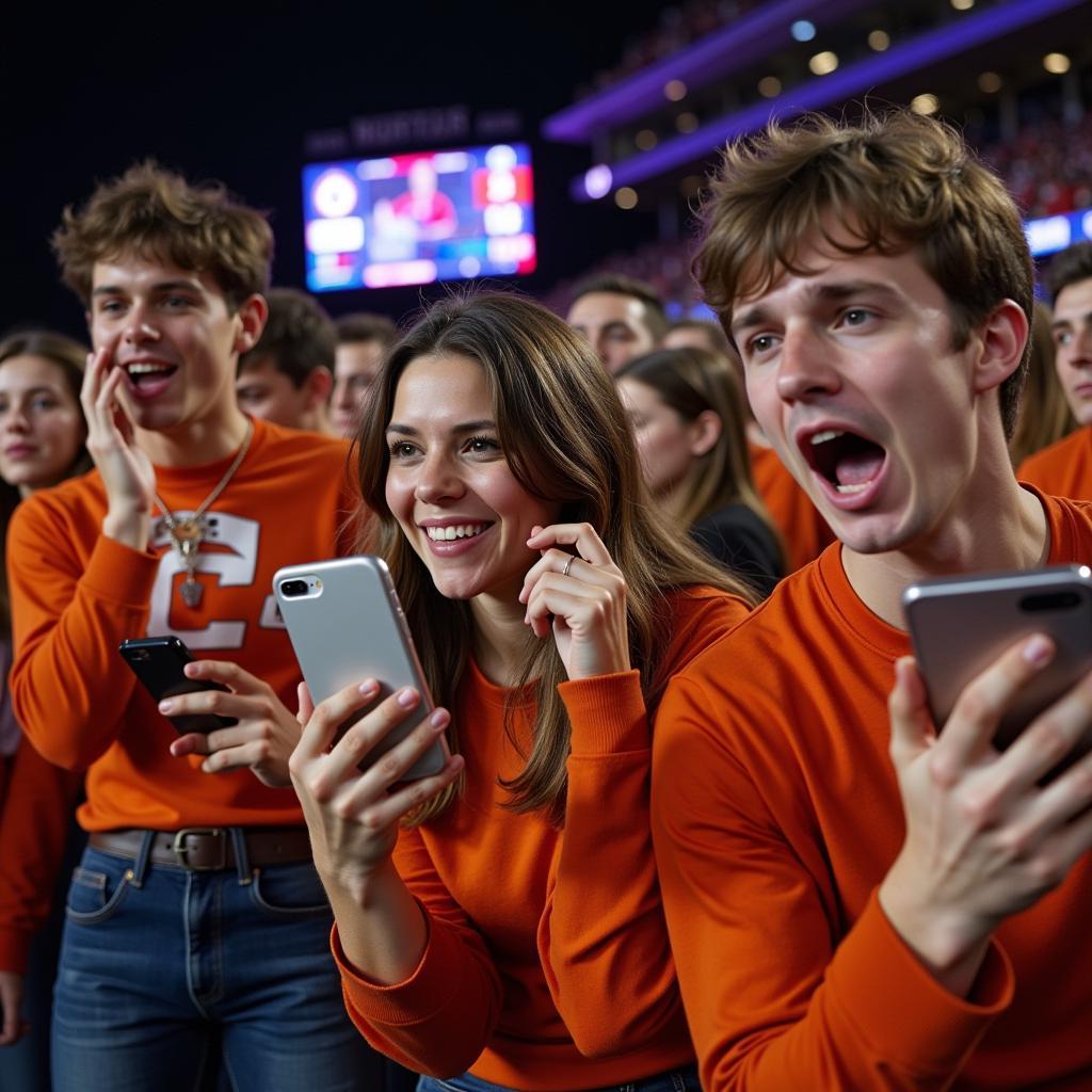 Clemson Fans Checking Live Score