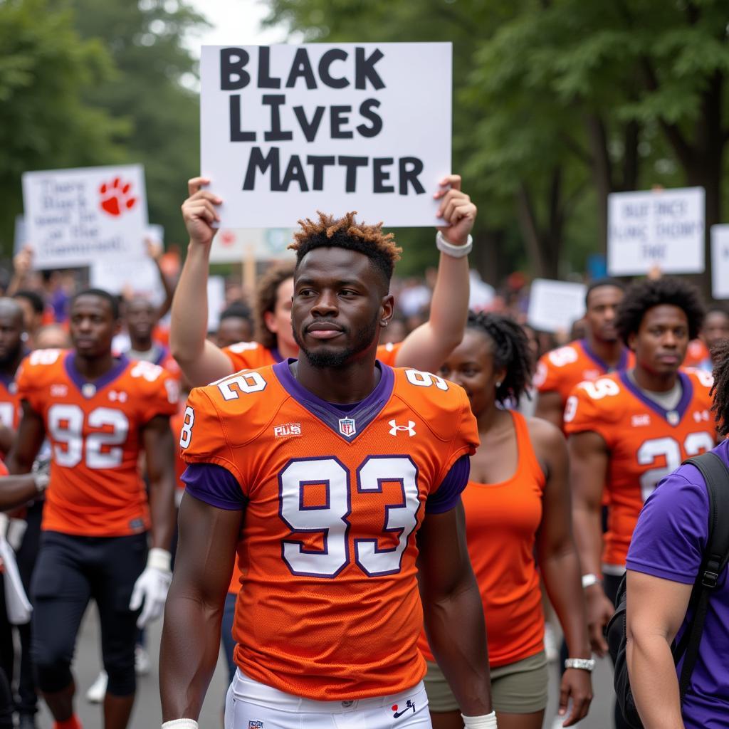 Clemson Football Players Participating in a Black Lives Matter Protest