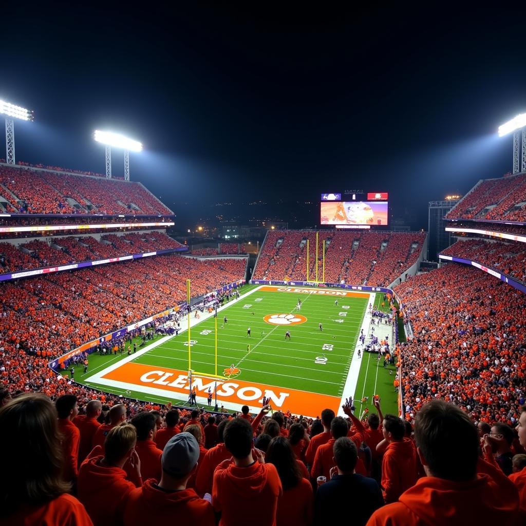 Clemson Tigers playing a live football game broadcasted on ABC