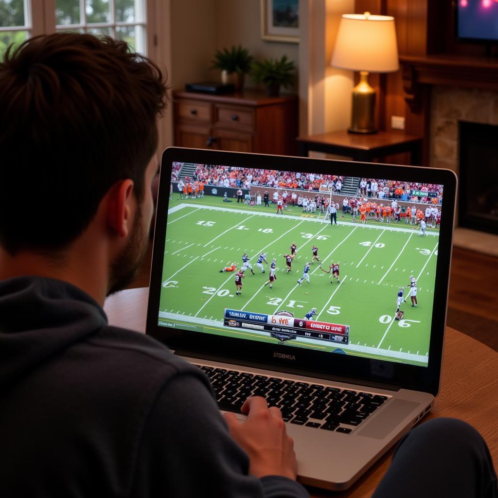 Clemson vs. Boston College football live stream on a laptop