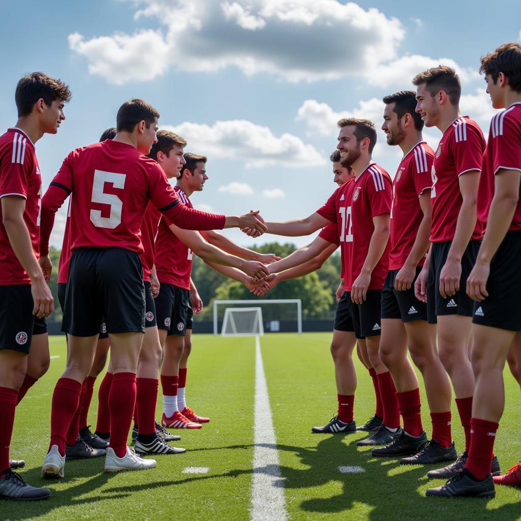 Coatesville and Harrisburg players shaking hands before a game