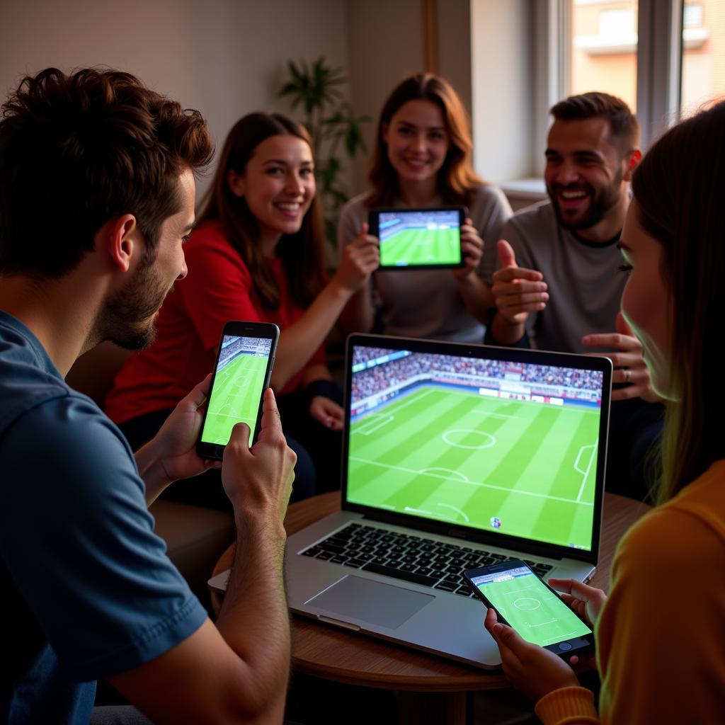 Fans watching a collafe football live stream on their devices