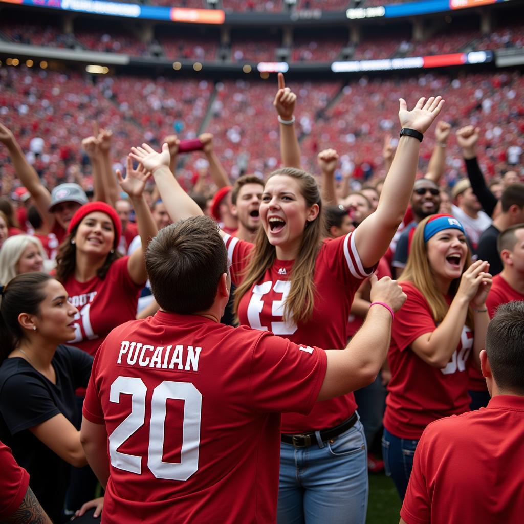 Fans celebrating a touchdown at the College Football Championship