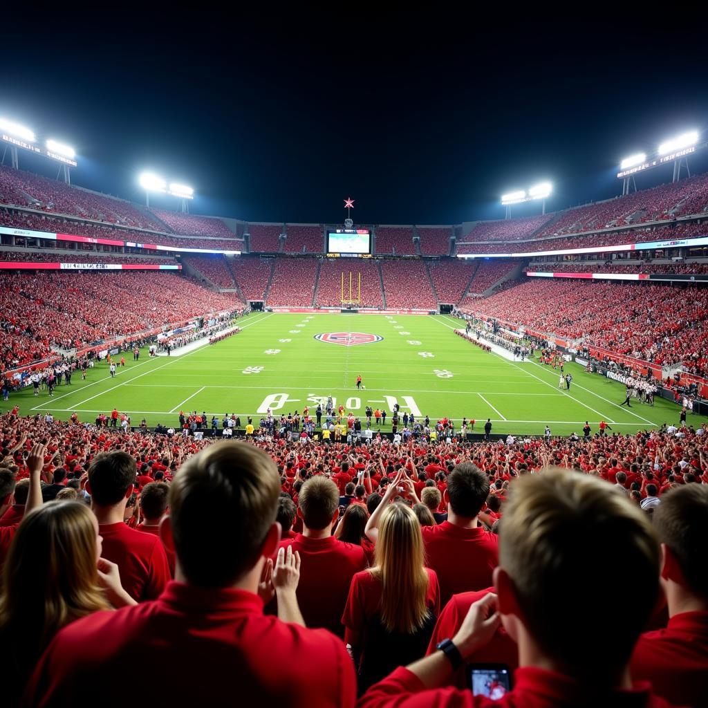 College Football Fans Cheering in Stadium