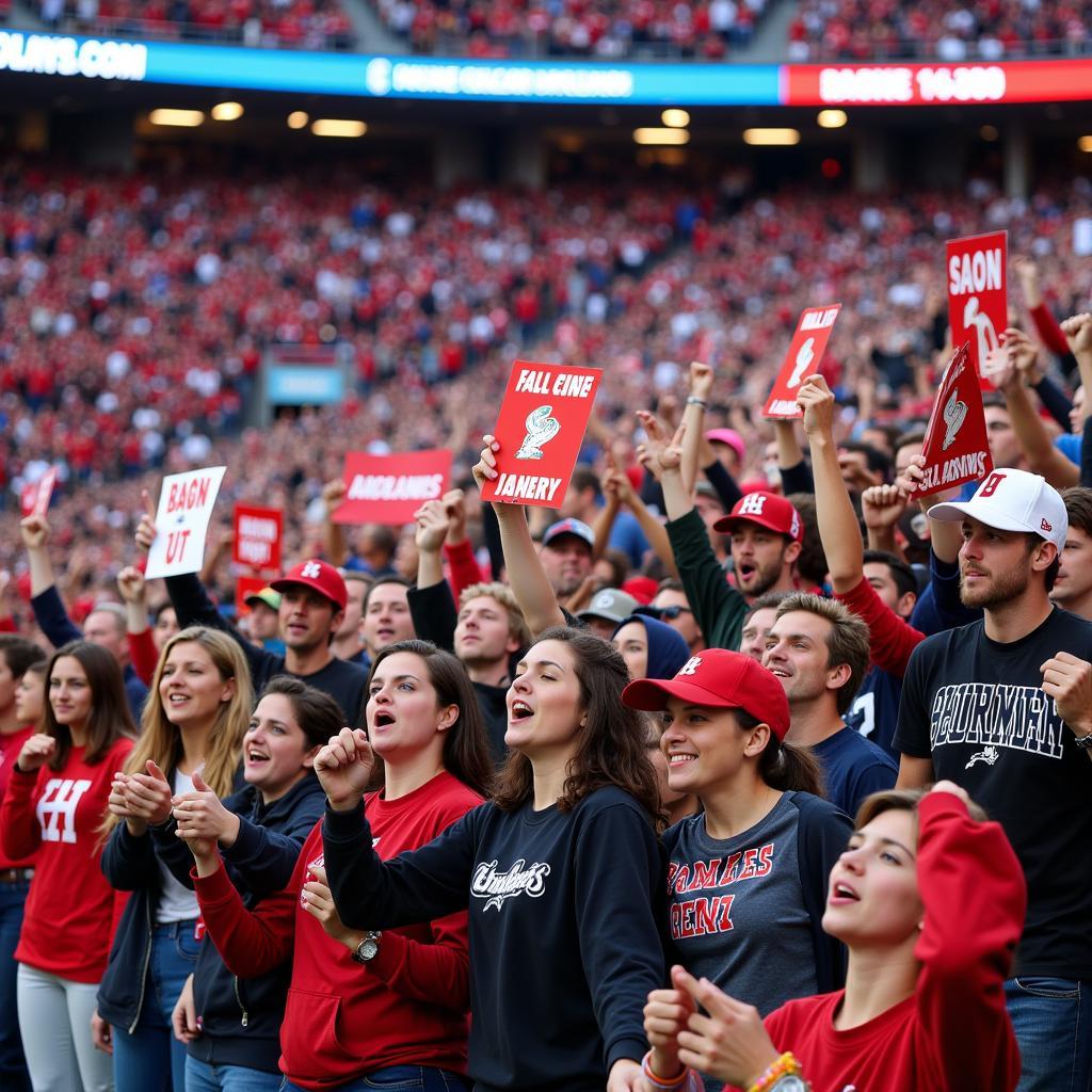 College football fans in Philadelphia cheering their team