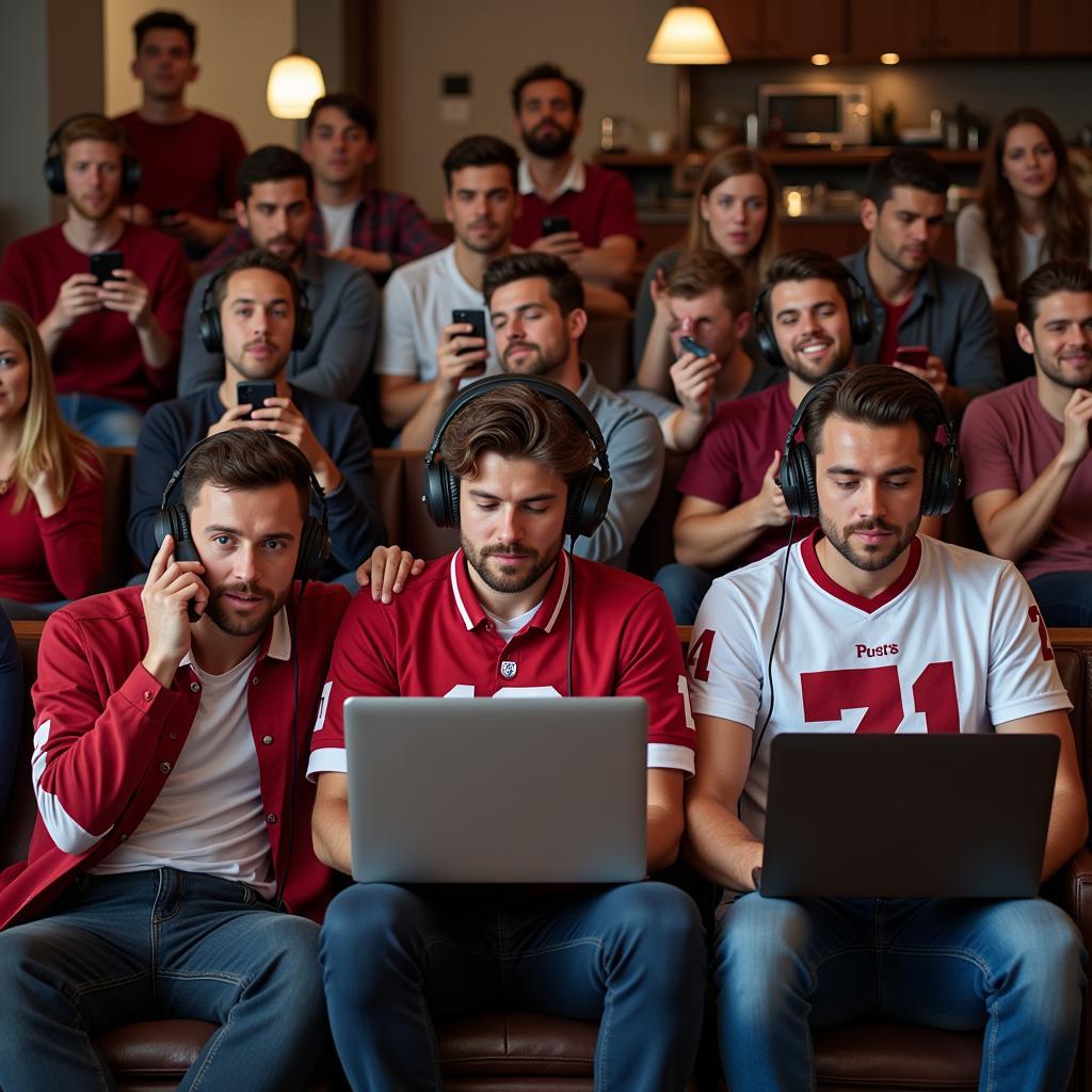 Fans Listening to College Football Podcast