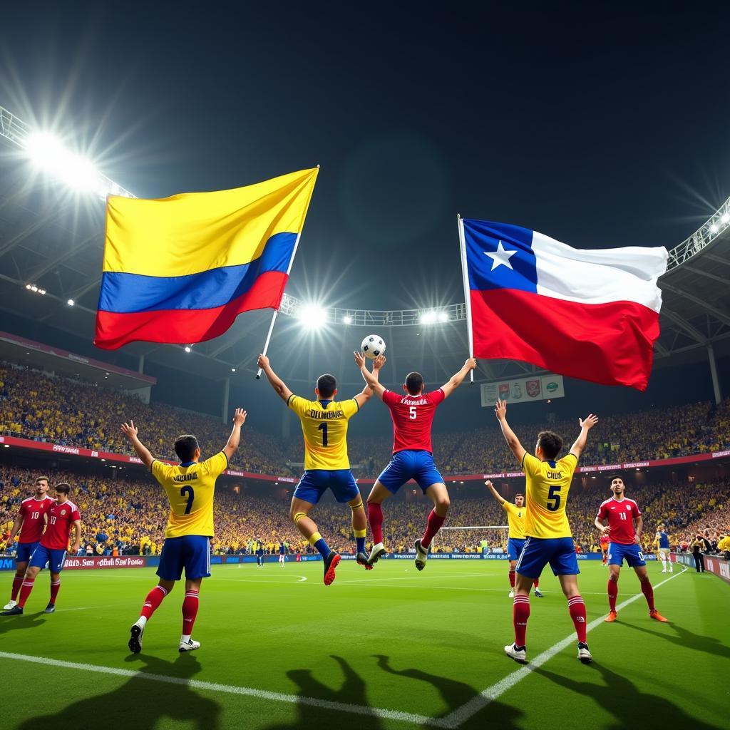 Colombia Chile Football Fans: Celebrating a Goal