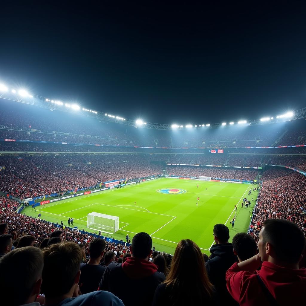 The electric atmosphere in a packed stadium during a Copa America match.