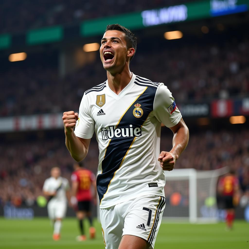 Cristiano Ronaldo celebrating a goal for Al Nassr