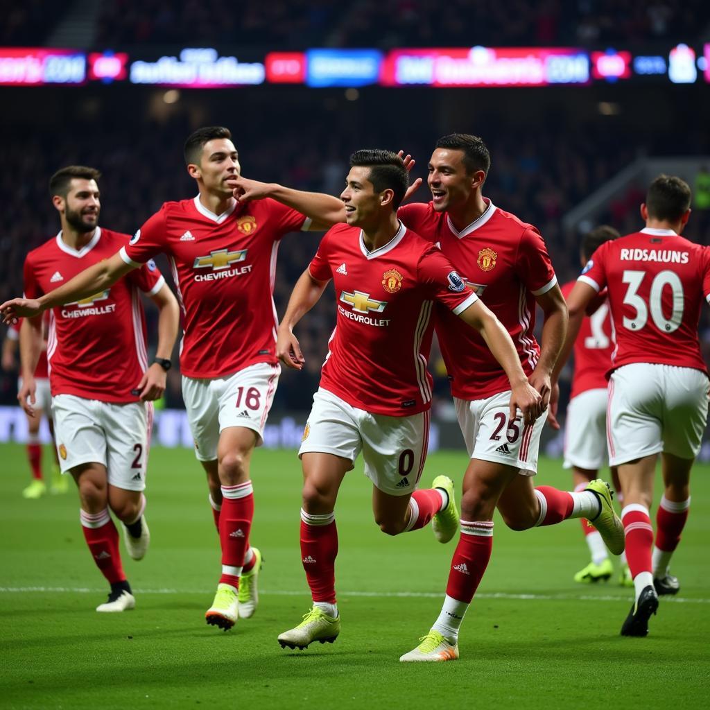 Cristiano Ronaldo Celebrating a Goal During a Live Streamed Match