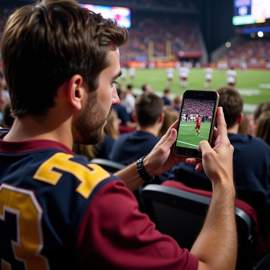 CSU Football Fan Watching Live Stream on Phone