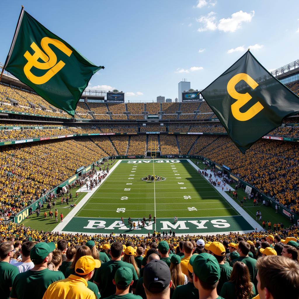 CSU vs. CU Football Rivalry: Fans in the stands showing their team colors.