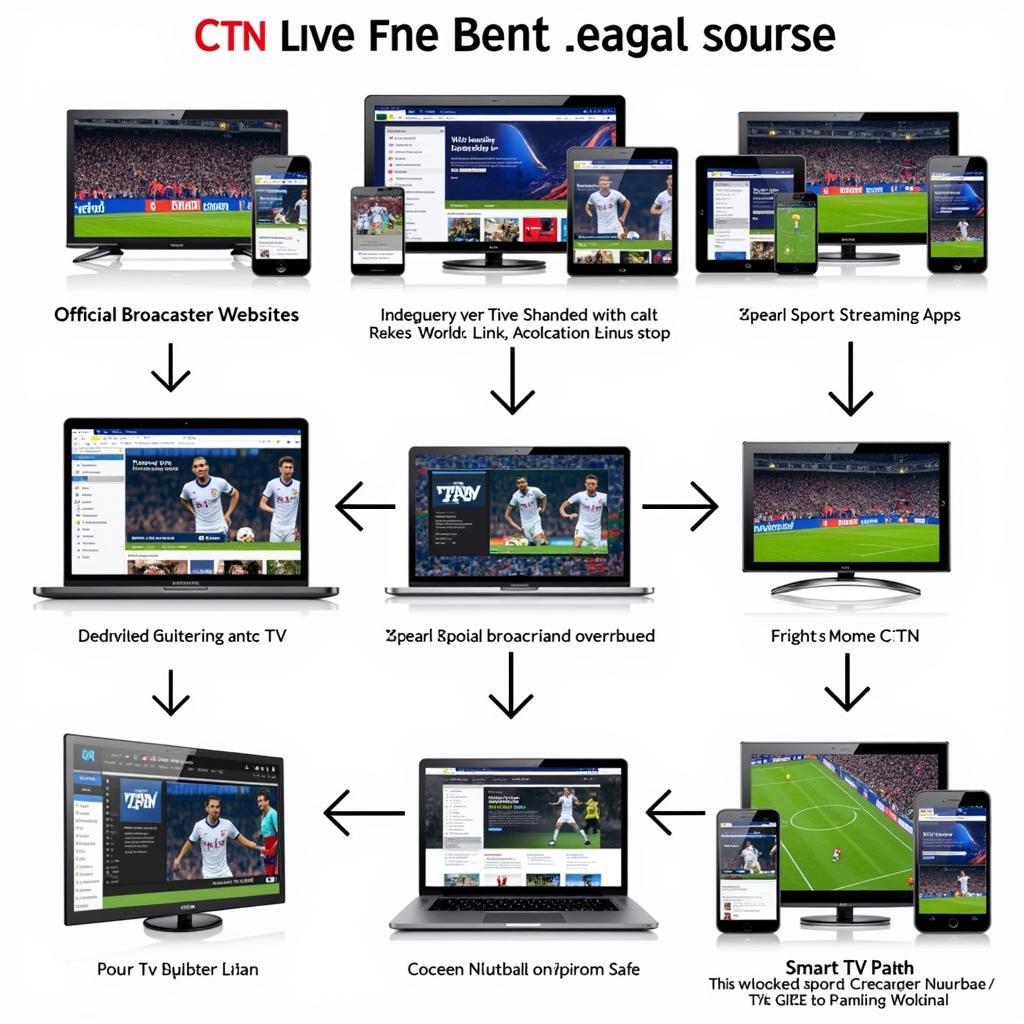 Various CTN TV live football streaming options displayed on different devices