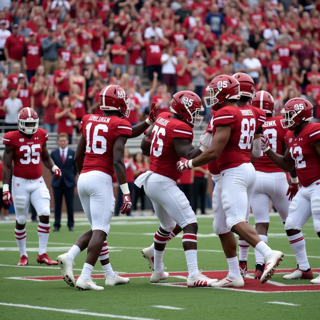 Deer Park High School Football Team Celebrating a Touchdown