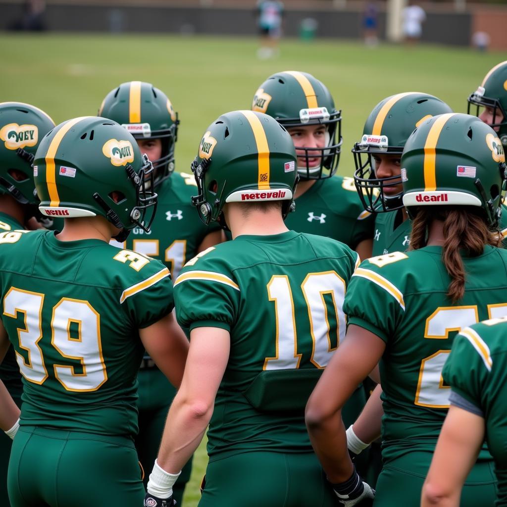 DelVal Football Team Huddle