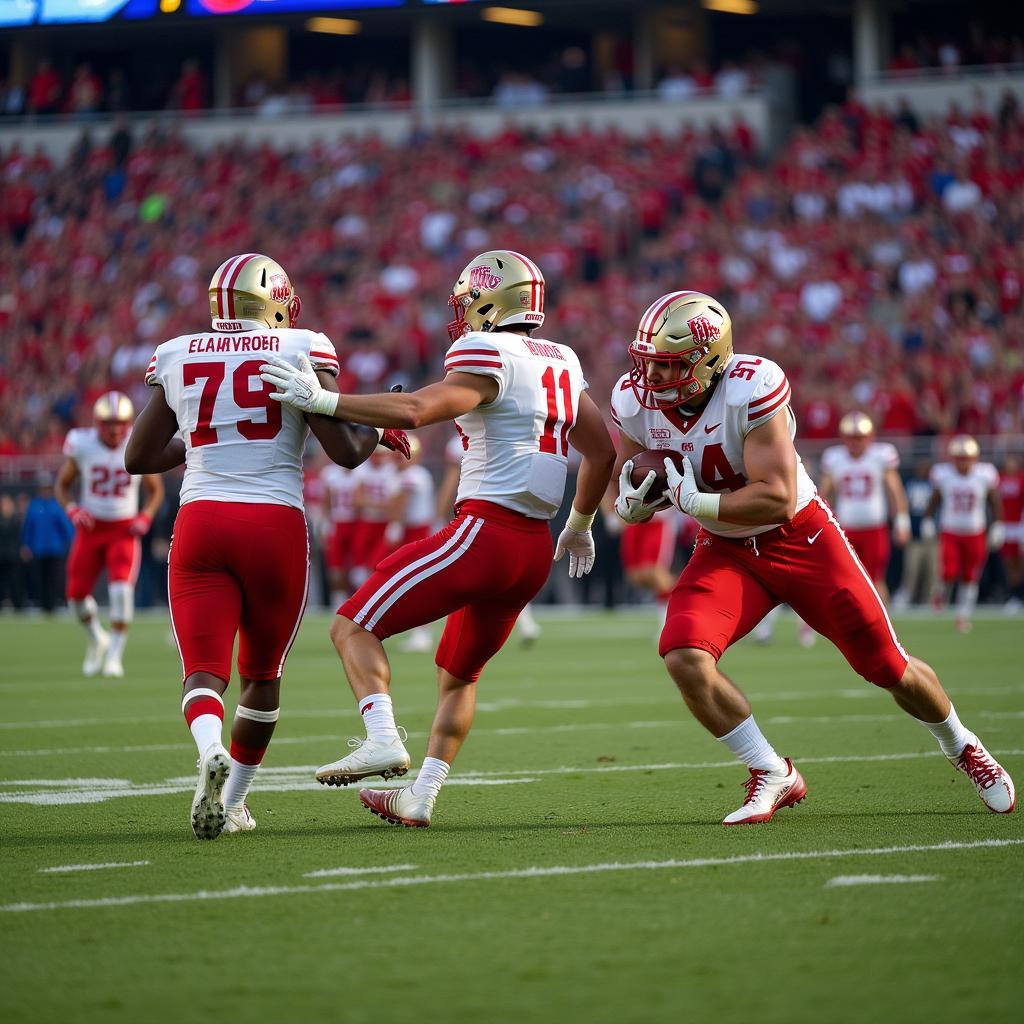 Elk River Football Team in Action During a Live Streamed Game