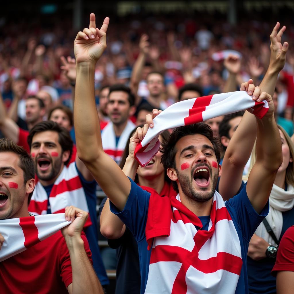 England Fans Cheering at a Live Football Match