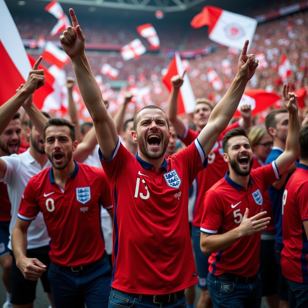 England Football Fans Celebrating a Goal