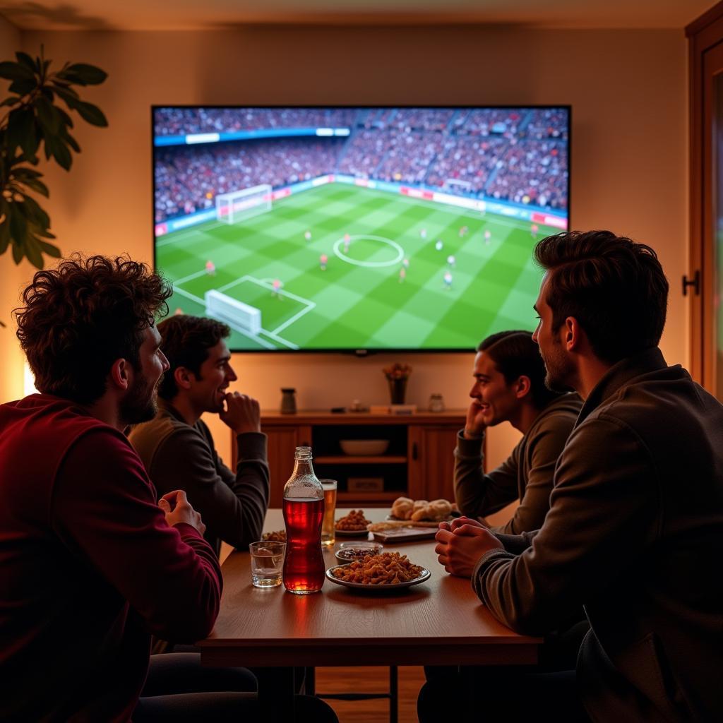 Fans enjoying the Barcelona vs Atletico Madrid match via live stream