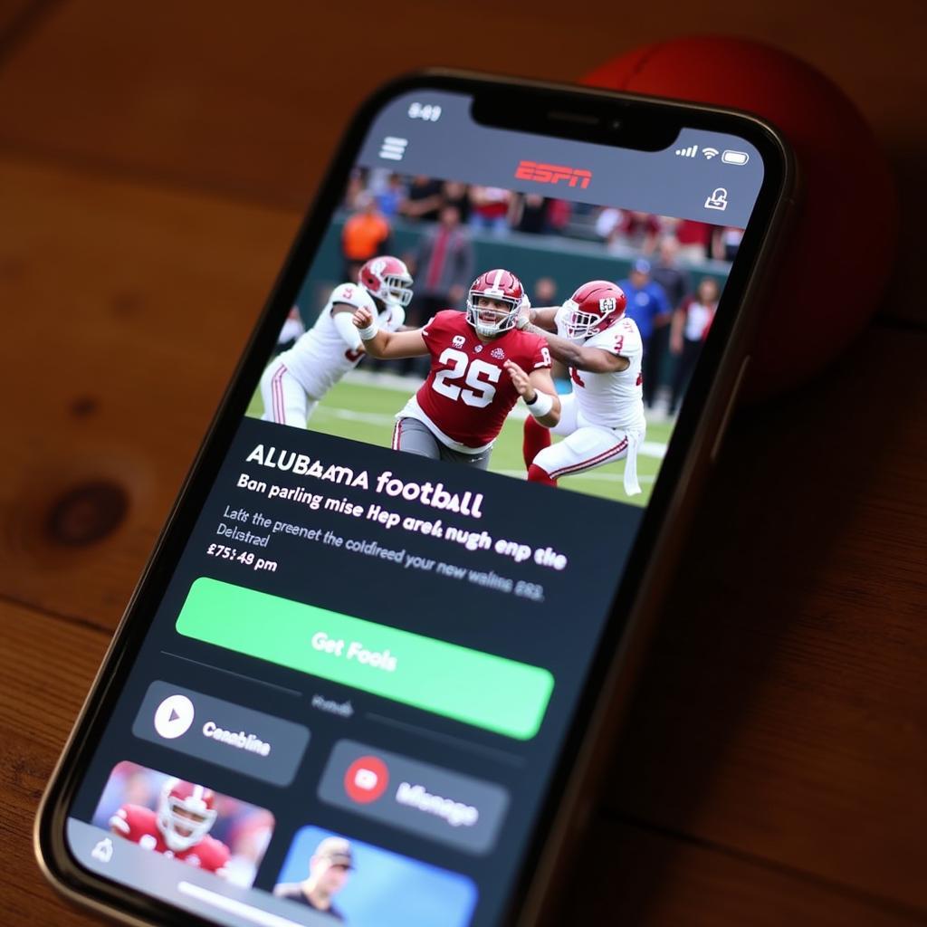 Streaming Alabama Football Live on the ESPN App