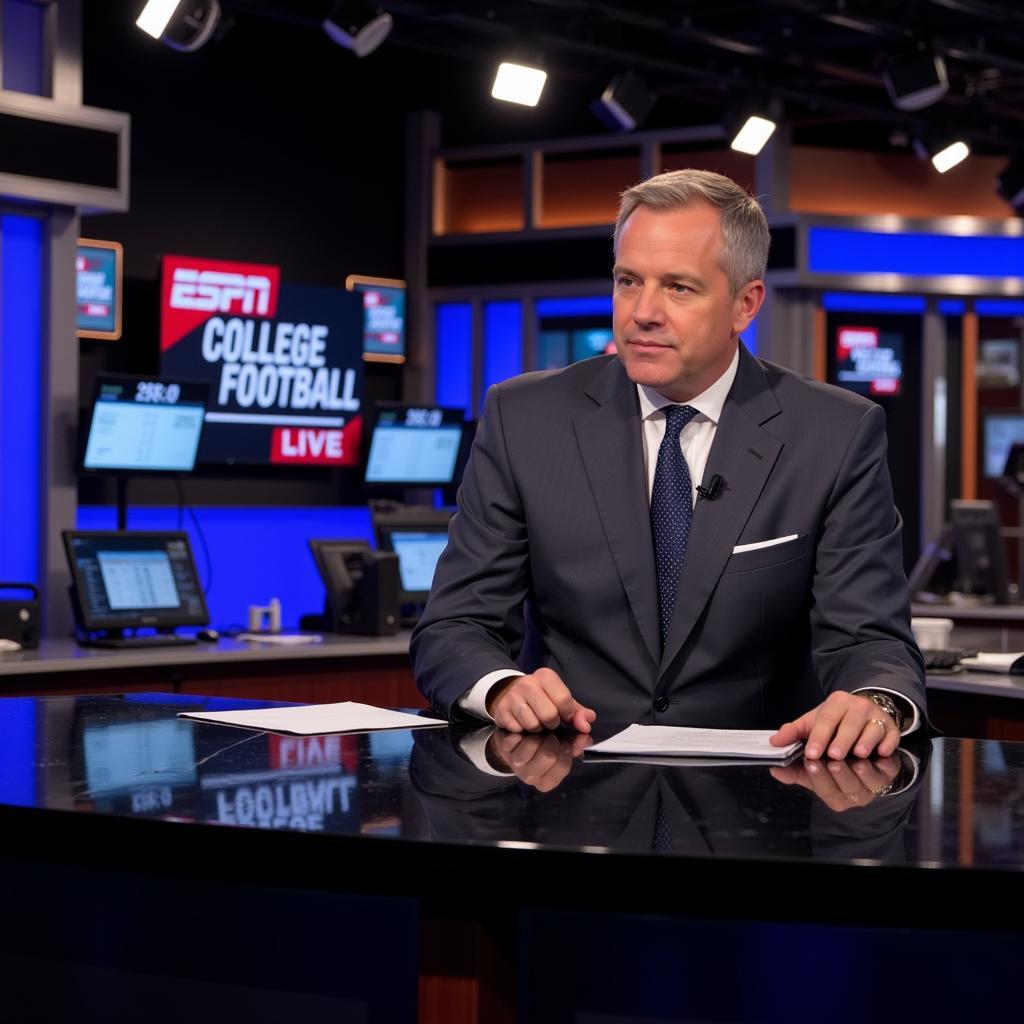 ESPN College Football Live Male Journalist on Set