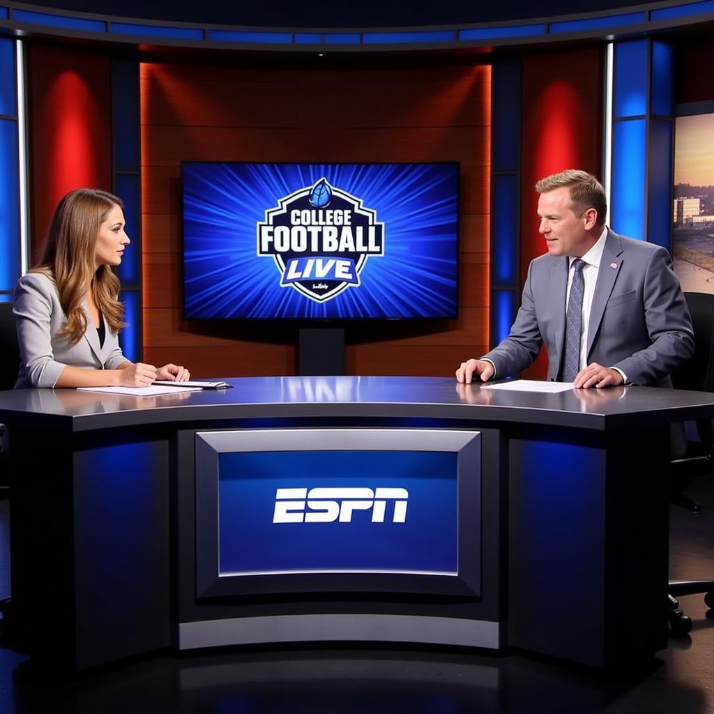 ESPN College Football Live Show Hosts Interviewing Coach