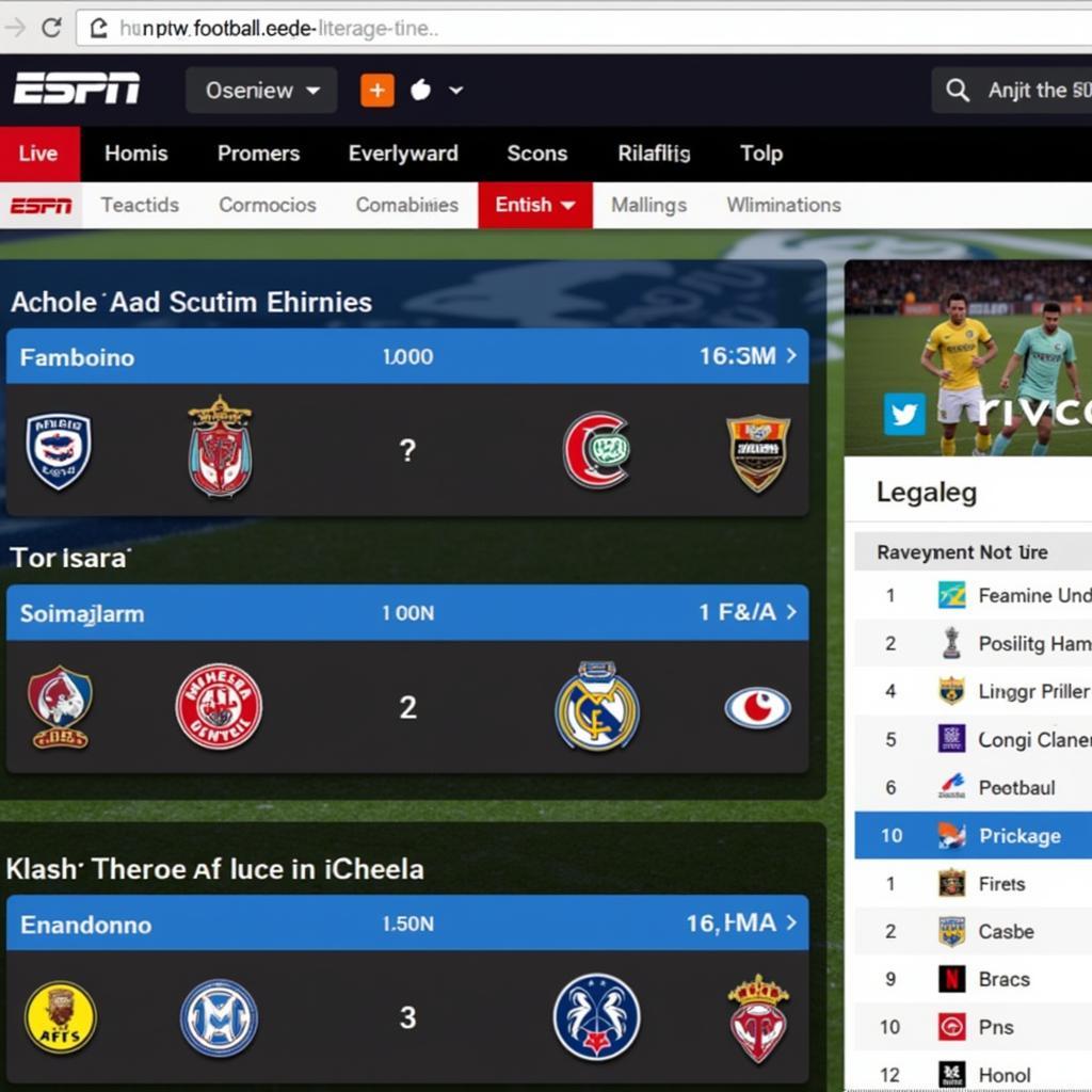 ESPN Live English Football Scores Website