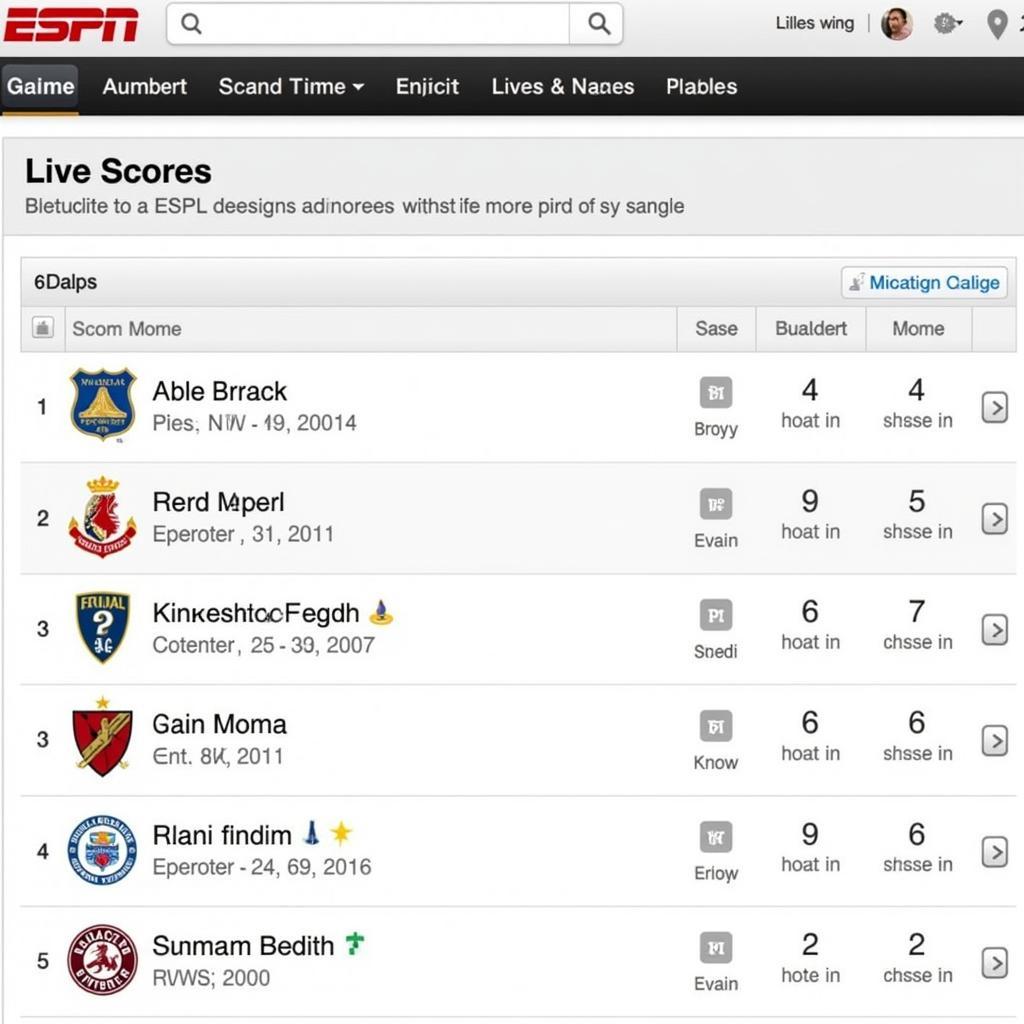 ESPN Website Live Football Scores