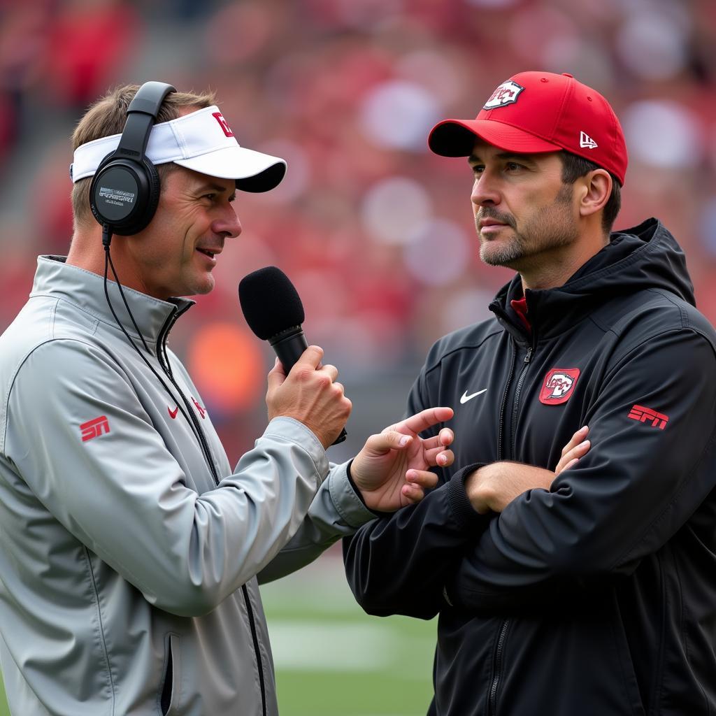 ESPN College Football Host Interviewing Coach