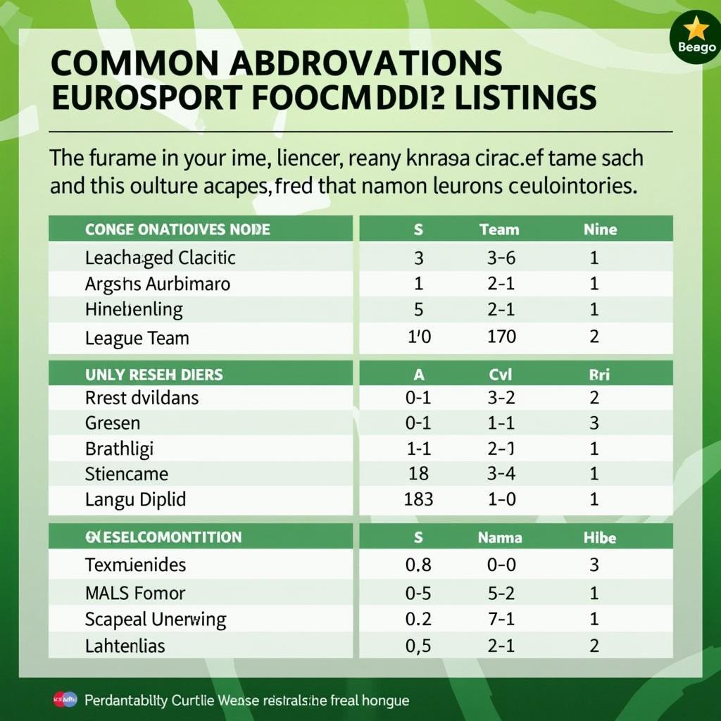 Eurosport Football Fixture Abbreviations Explained