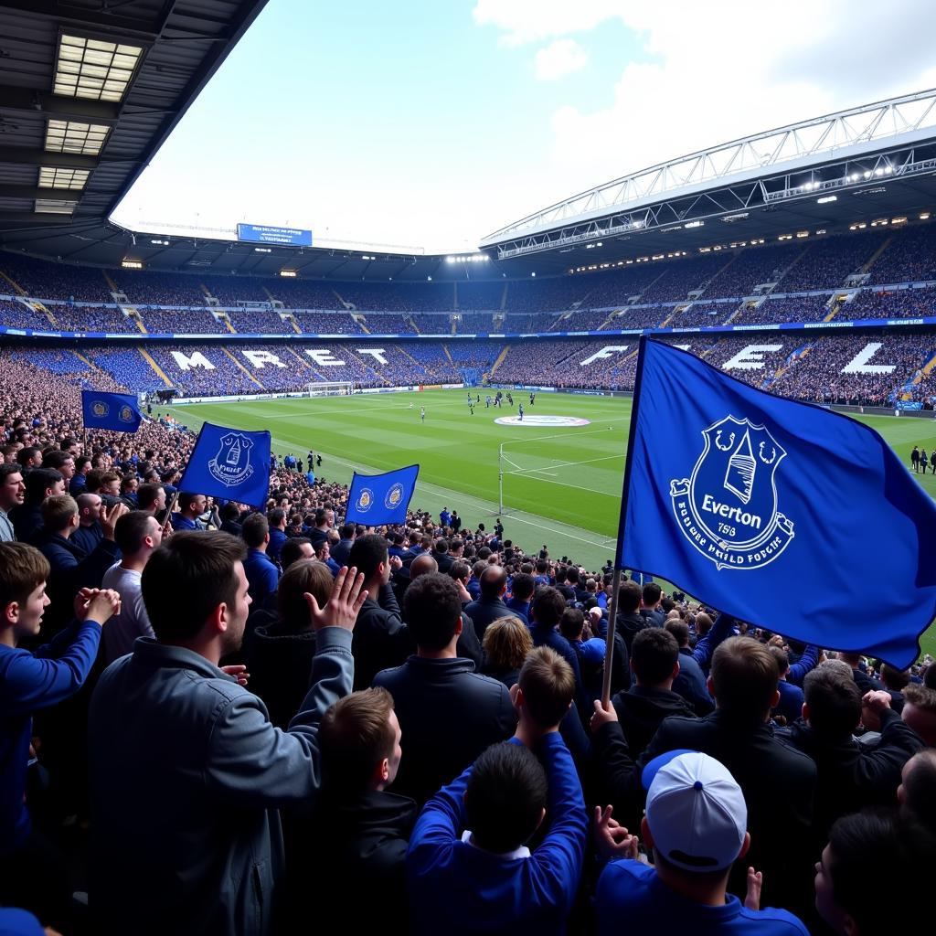 Everton Fans at Goodison Park during a Live Match