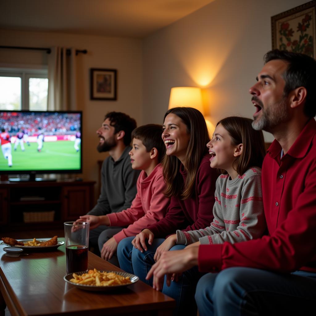 Family watching Cardinals game live