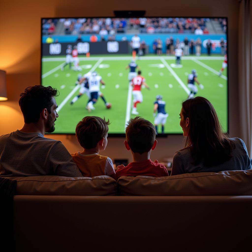 Family Watching NFL Game on TV