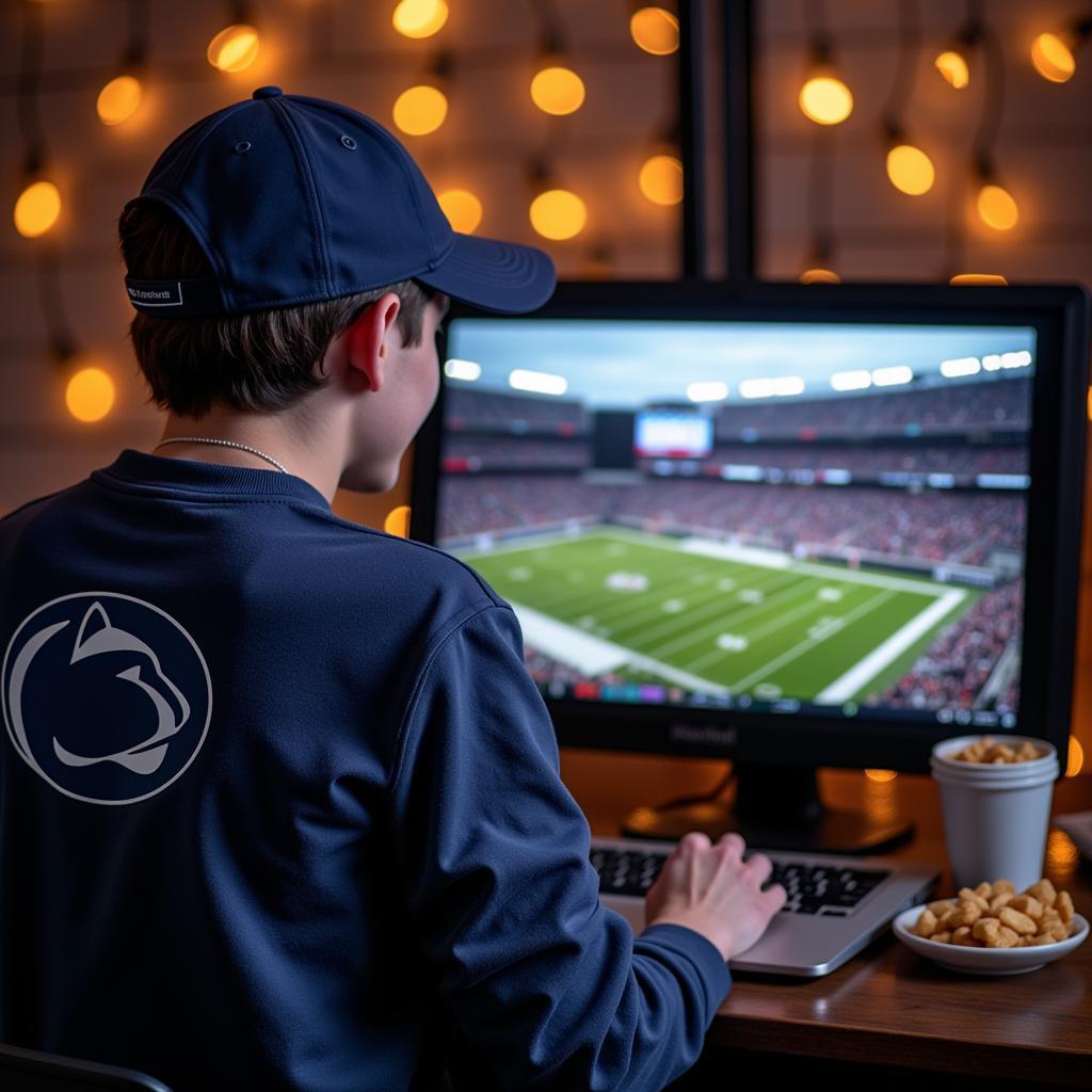 Fan Watching Penn State Football Live Stream