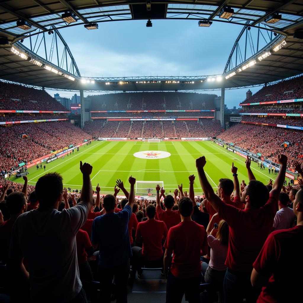 Football Fans Cheering in the Stadium