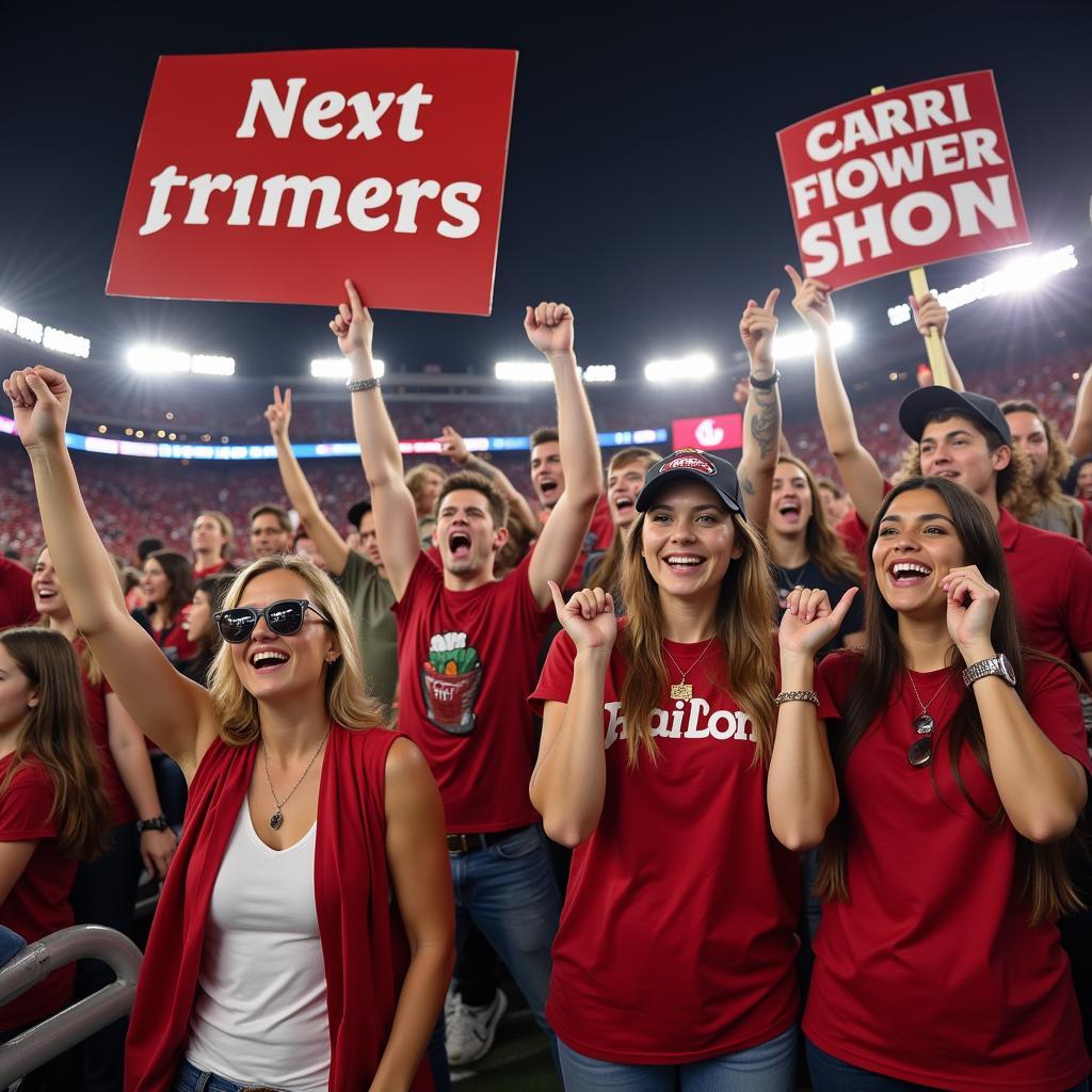 Forty Niners Fans Cheering During a Game